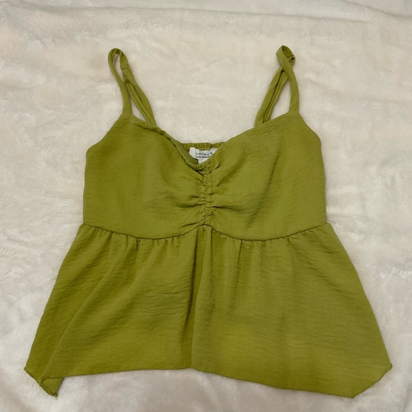 Kirious Los Angeles Vibrant Lime Green Ruched Crop Top Medium - Picture 3 of 6